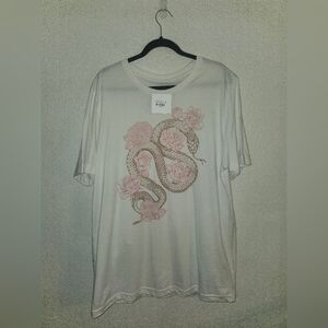 🐍🌹NWT Golden Rose "Snake🐍& Roses🌹Graphic T-Shirt" 💯% Cotton🙌🏻Ivory Sz M/L